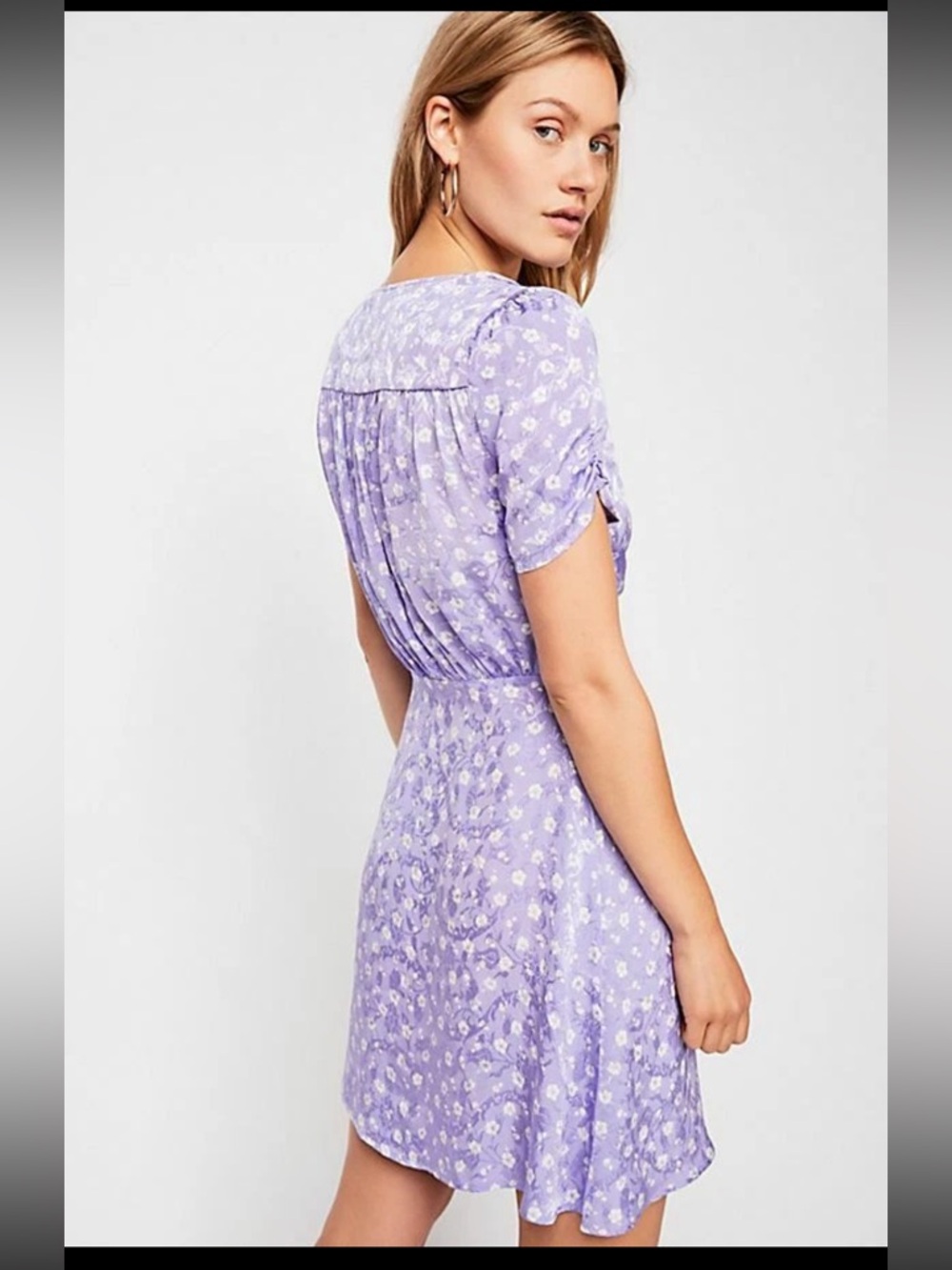 Free People Bond Street Mini Dress In Floral Lilac Size 10 - Picture 3 of 9